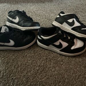 2 PAIRS Toddler's Nike Dunk Low - SIZE 9C “PANDA” and “Reverse Panda”